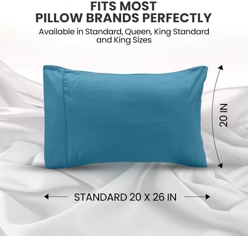 Pillow Covers Standard Set of 4, Soft and Comfy Pillow Cases, Denim Blue - Image 2