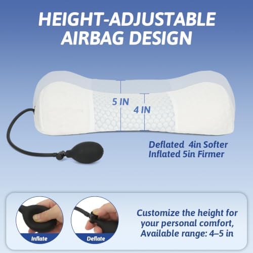 Wdmiya Lumbar Support Pillow for Bed, Adjustable Height 2"-5" Inflatable - Image 3