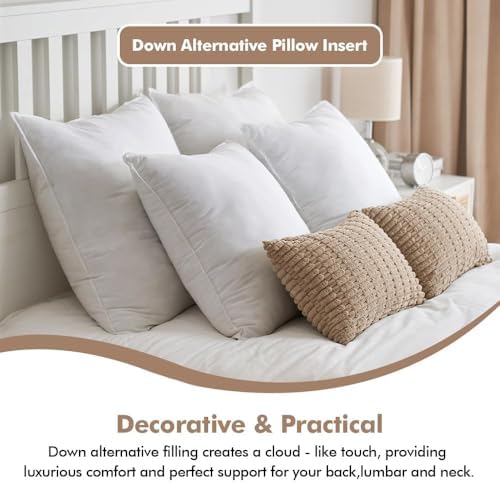 MIULEE 24x24 Inch Synthetic Down Alternative Euro Pillow Insert - Image 2