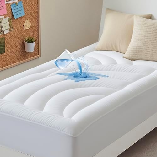 Waterproof Mattress Pad Twin, Quilted Fitted Twin Mattress Protector by QUIETSEA