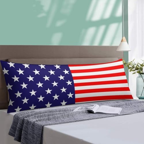 USA Flag Design Body Pillow Pillowcase Red and Blue Stars and Stripes Long Body - Image 5