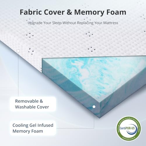 Dyonery 4 Inch Gel Infused Memory Foam Mattress Topper Full Size - Image 2