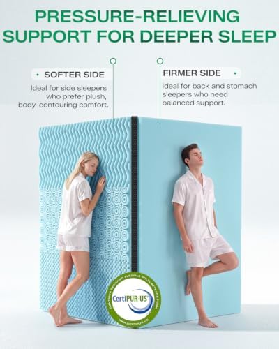 Dual Layer 4 Inch Twin Size Mattress Topper, Memory Foam Mattress Topper - Image 5