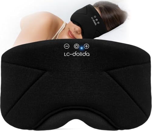 Sleep Mask with Headphones Bluetooth 5.4, LC-dolida Soft Bamboo Cotton Wireless by LC-dolida