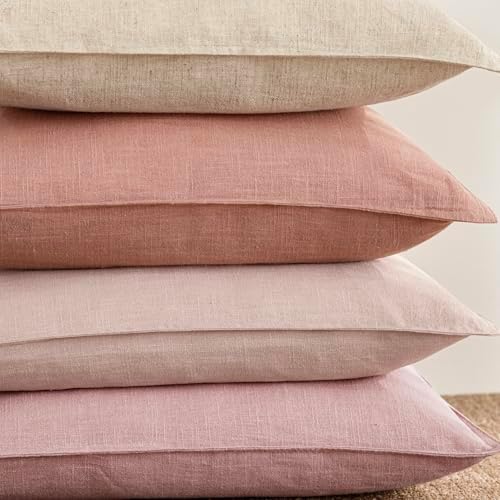 Foindtower Linen Solid Decorative Throw Pillow Covers 18x18 Inch Rose Pink - Image 7