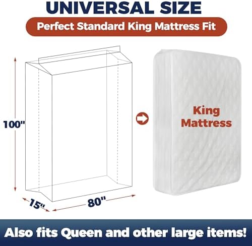King Mattress Bags for Moving & Storage – Heavy Duty Thick 4mil Reusable - Image 4