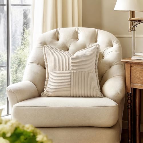 MIULEE Decorative Euro Sham Throw Pillow Covers 24x24 Inch Beige 2 Pack - Image 4