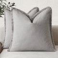 Foindtower Decorative Linen Fringe Throw Pillow Covers 18×18 Light Gray by Foindtower