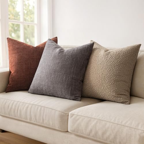 MIULEE Textured Chenille Throw Pillow Covers 18x18 Inch Charcoal Gray - Image 4