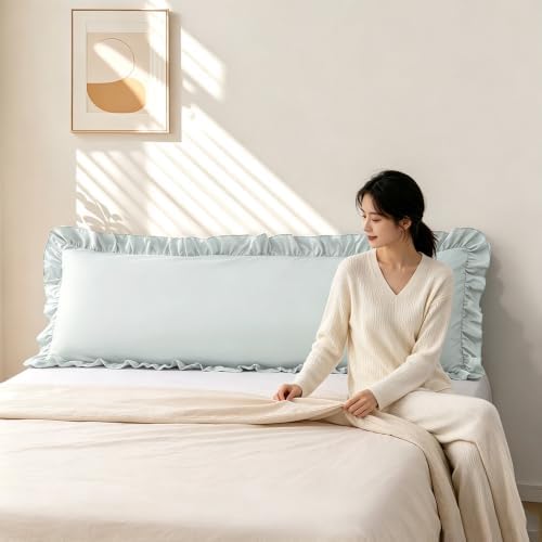 Ruffle Body Pillow Pillowcase, Light Blue - Image 3