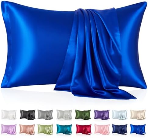 Silk Like Satin Pillowcase Queen Size, Royal Blue, 2 Pack, 20x30 Inches by VCUSUELER