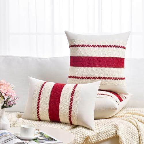 Fancy Homi Set of 1 Boho Red Decorative Throw Pillow Cover 22x22 Inch - Image 7