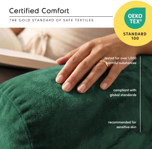 Nestl Reading Pillow for Bed, Back Pillow for Sitting Up in Bed, Dark Green - Image 5