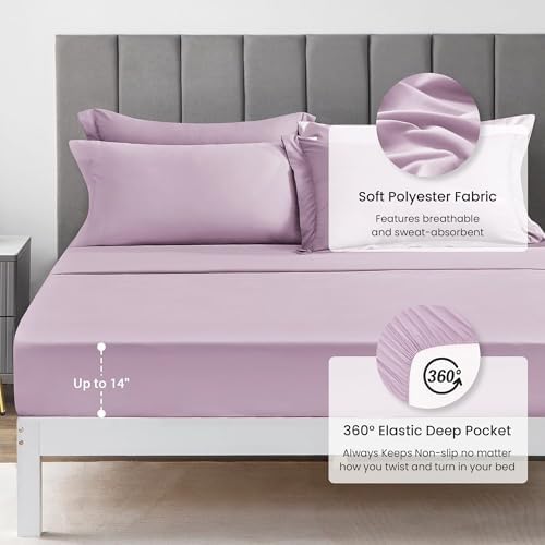 Love's cabin Twin XL Comforter Set Light Purple, 5 Pieces Twin XL Bed in a Bag - Image 4