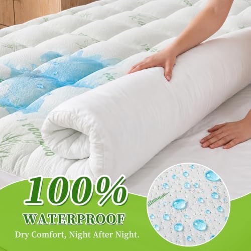 Cooling Waterproof Viscose from Bamboo Mattress Topper Twin XL Size - Image 3