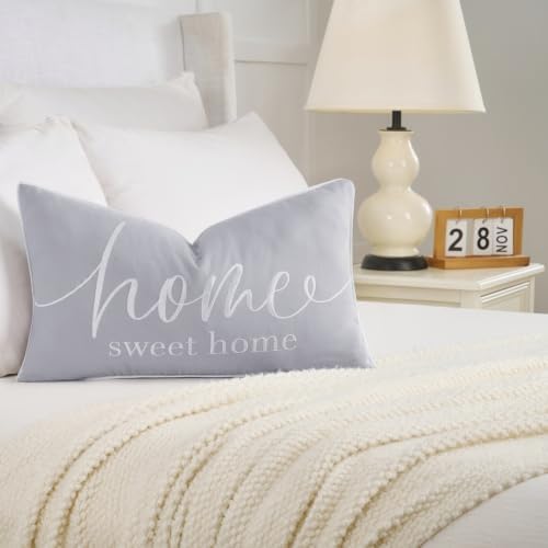 Sunkifover Home Sweet Home Quotes Throw Pillow Covers 20“x 12" Light Grey - Image 5