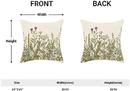 AEIOAE Sage Green Pillow Covers 20x20 Inch Set of 2, Spring Wildflower Plant - Image 5