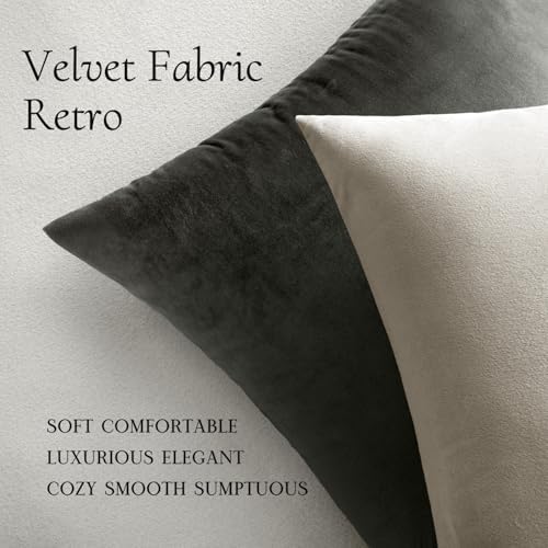 MIULEE Velvet Throw Pillow Covers 16x16 Inch Pack of 2 Cream White - Image 5