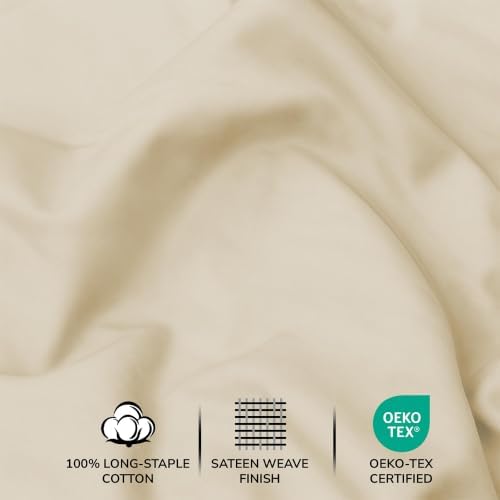 Feather & Stitch 100% Cotton Sateen 500 TC Cal King Size Bed Sheet Set - Image 5