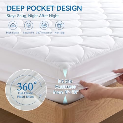 Cooling Mattress Pad Full, Breathable Quilted Fitted Mattress Protector - Image 5