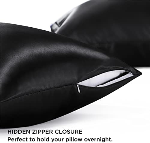 Bedsure Satin Pillowcase with Zipper, King Pillow Cases Set of 2 - Image 2