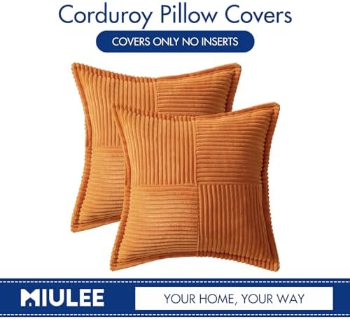 MIULEE Fall Burnt Orange Decorative Throw Pillow Covers 18x18 Inch 2 Pack - Image 4