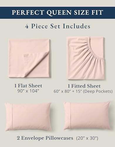 LANE LINEN Queen Size Sheet Set 100% Organic Cotton Percale - Image 4