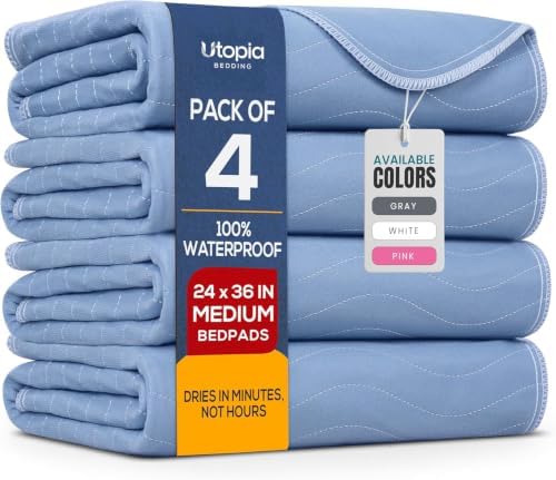 4 Pack Waterproof Reusable Heavy Absorbency Incontinence Bed Pads 24"x36" by UTOPIABEDDING