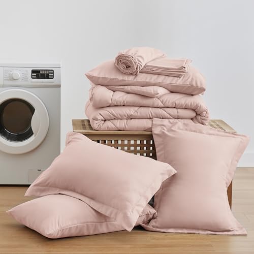 Love's cabin Full Comforter Set Pink, 7 Pieces Full Bed in a Bag, All Season - Image 6