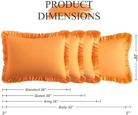 Ruffled Body Pillow Shams, 1 Pack, 20x54 Inches, Ginger Yellow - Image 3