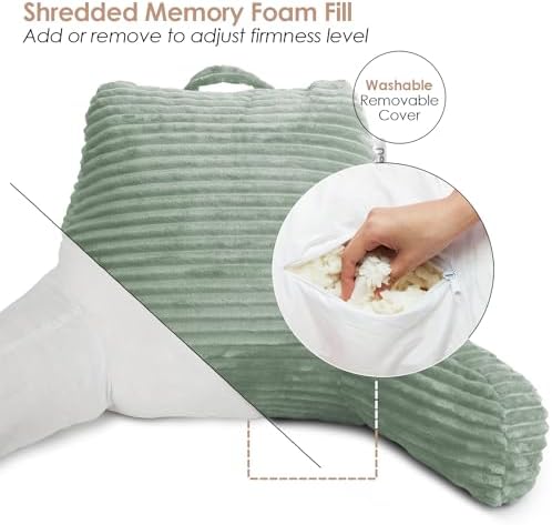 Hearth & Harbor Reading Pillow for Bed Adult – Back Pillow for Sitting in Bed - Image 5