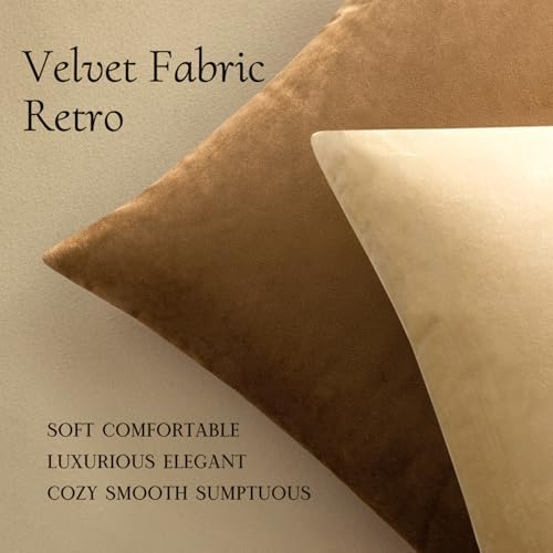 MIULEE 24x24 Inch Pack of 2 Euro Velvet Throw Pillow Covers Beige - Image 5