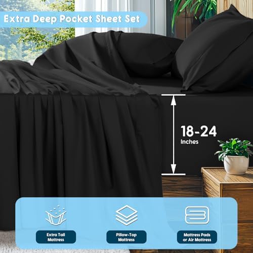 SONORO KATE 1000 Series 100% Egyptian Cotton Queen Sheets, Extra Deep Pocket - Image 2