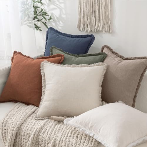 MIULEE Linen Fringe Decorative Fall Lumbar Throw Pillow Covers Dune 12x20 - Image 6
