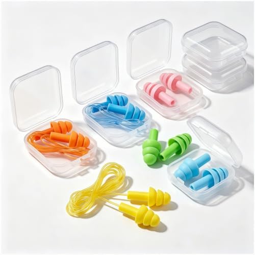 Noise Cancelling Earplugs 6 Pairs Corded & Cordless Silicone by Unknown