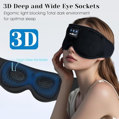 MUSICOZY 3D Sleep Headphones Bluetooth 5.4 Sleep Mask - Image 2