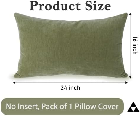 JoraLion Chenille Lumbar Pillow Covers 16x24 inch Olive Sage Green - Image 3