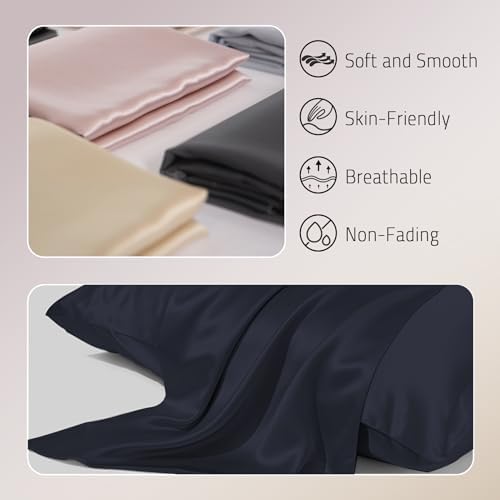 Gabire Mulberry Silk Pillowcases Set of 2, Both Sides Real Silk Pillow Cases - Image 2