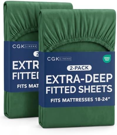CGK Linens 2 Pack Extra Deep Twin XL Fitted Sheets by CGKUnlimited