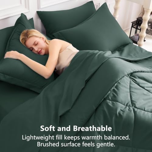 CozyLux Queen Comforter Set 88"x88" Forest Green - Image 4