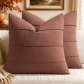 MIULEE Euro Sham Fall Linen Throw Pillow Covers 26x26 Autumn Glaze Striped by MIULEE