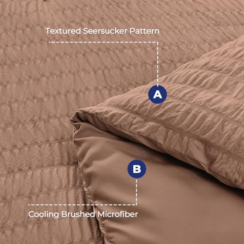 HYMOKEGE Mocha Brown California King Comforter Set Seersucker 7 Pieces - Image 5