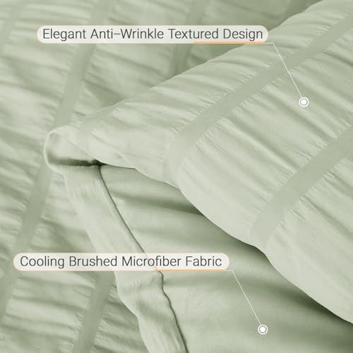 MUXHOMO 7 Pieces California King Comforter Set, Seersucker Bed in a Bag Cal - Image 5