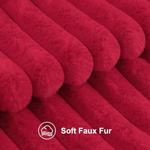 decorUhome Fall Faux Fur Throw Pillow Covers 20x20 Set of 2 Red - Image 2