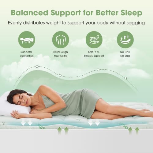 Mattress Pad Twin Size, Cooling Pillow Top Mattress Topper, Ultra Soft Viscose - Image 5