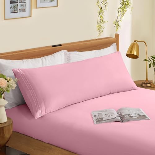 Horbaunal Microfiber Body Pillow Covers, Dusty Pink, 2 Pack - Image 2
