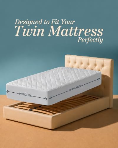 Twin Mattress Pad, Quilted Mattress Protector Topper fits 16" Deep Pocket - Image 2