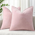 decorUhome Chenille Blush Pink Velvet Throw Pillow Covers 24x24 Set of 2 by decorUhome