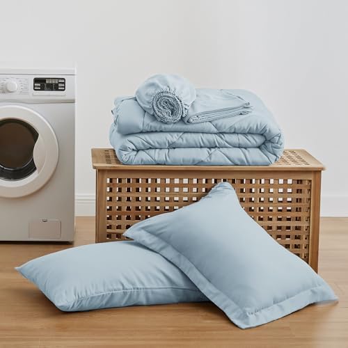 Love's cabin Twin XL Comforter Set Light Blue, 5 Pieces Twin XL Bed in a Bag - Image 6