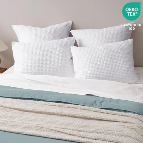PHF Ultra Soft Waffle Pillow Shams Cal King 20"x40", No Insert - Image 2